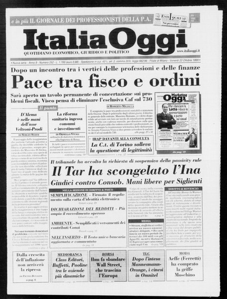 Italia oggi : quotidiano di economia finanza e politica